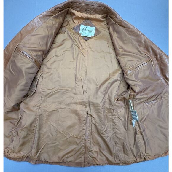 Vintage Berman's Leather Experts Men's Blazer Jacket Brown Size 44 Classic Style - Picture 4 of 11